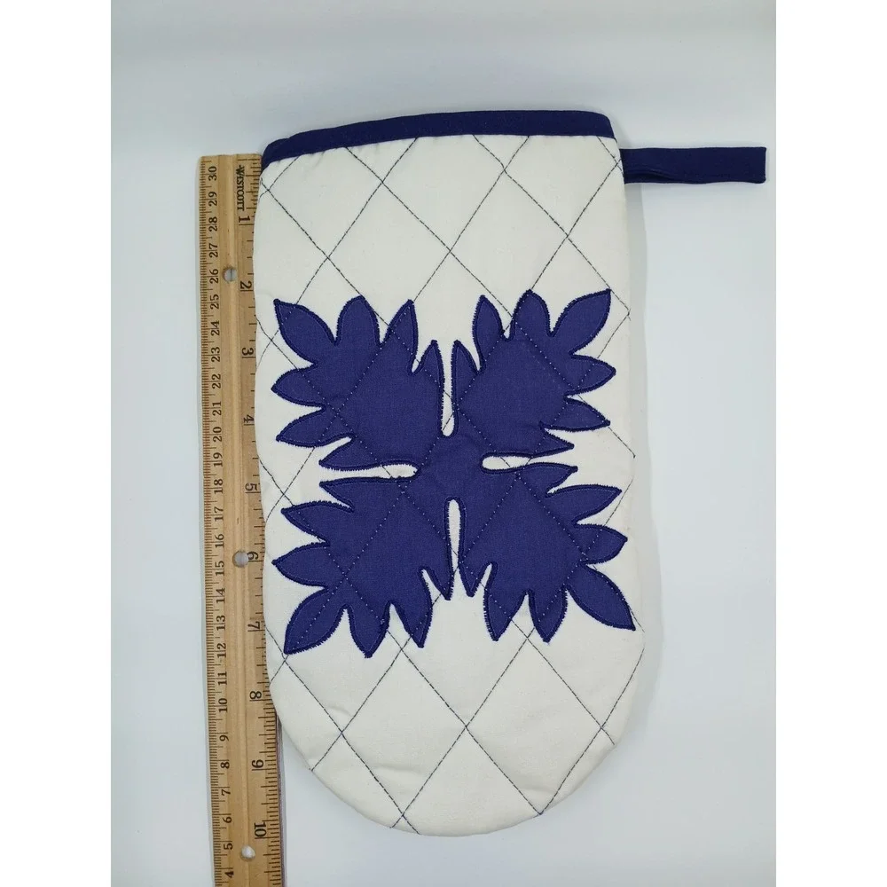 NEW HAWAIIAN Applique Quilted Potholder Blue ‎ Made In Honolulu Poi Happy